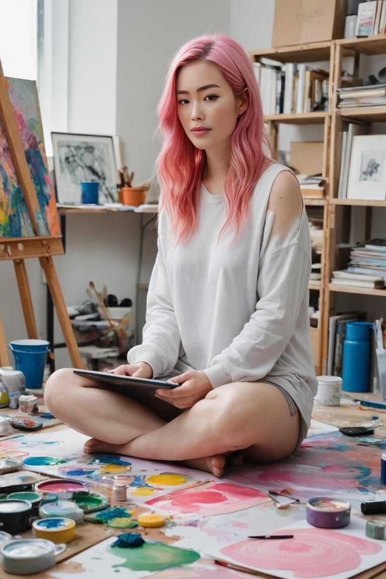 Photify AI prompt preview for Woman Artist pack - 240 - 2025-05-31T00:39:37.011Z