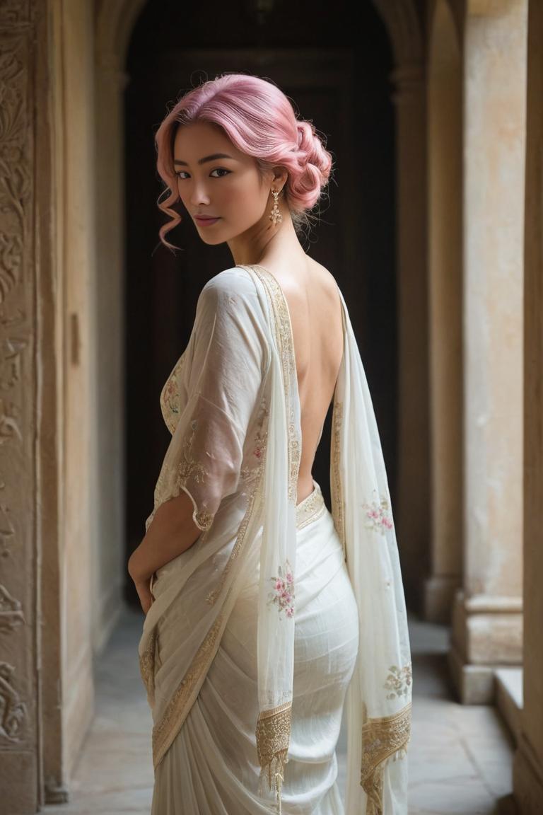 Photify AI prompt preview for White Saree Elegance pack - 240 - 2025-05-24T12:51:48.106Z