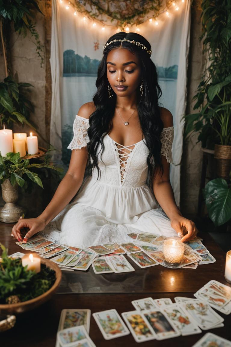 Photify AI prompt preview for Woman Tarot Read pack - 240 - 2025-05-31T00:33:40.072Z