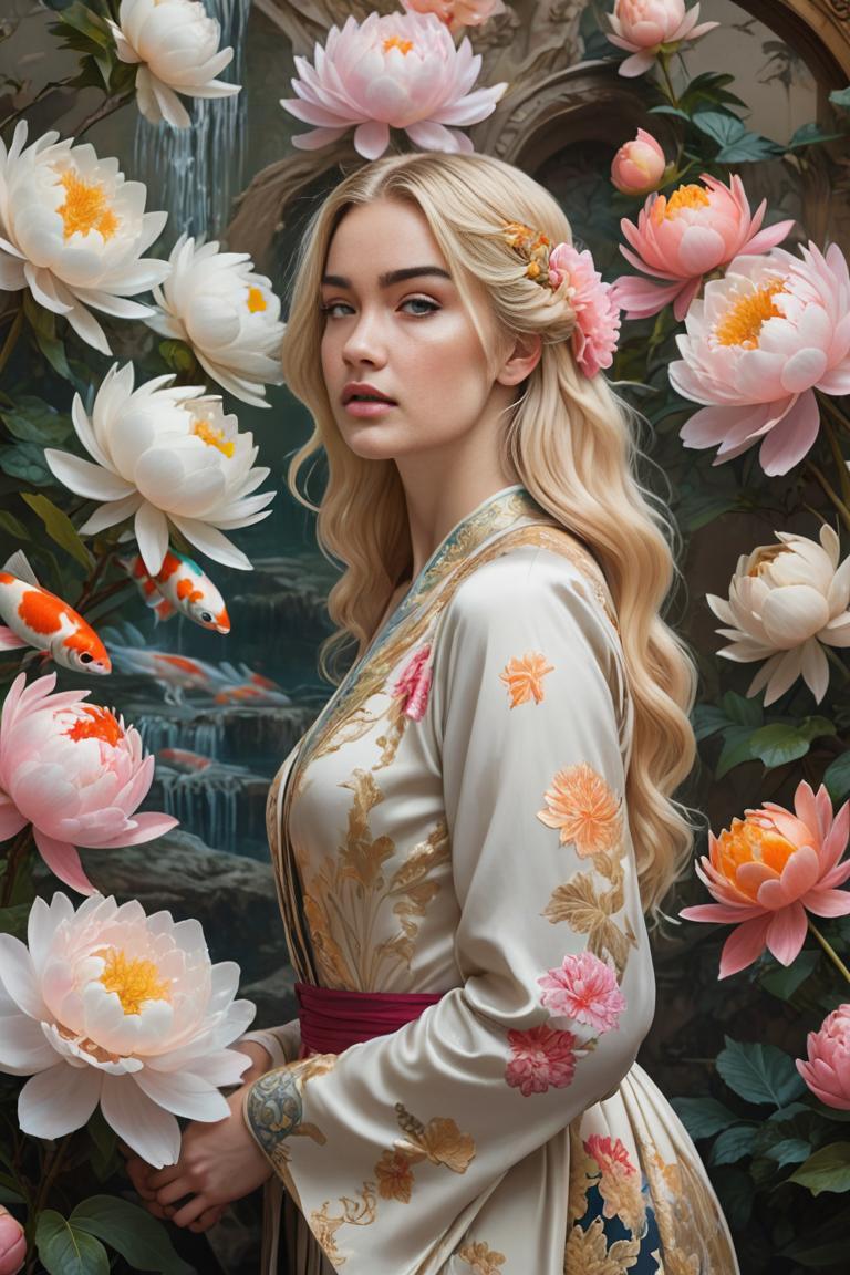 Photify AI prompt preview for Peony Koi Elegance pack - 240 - 2025-04-24T00:27:23.902Z