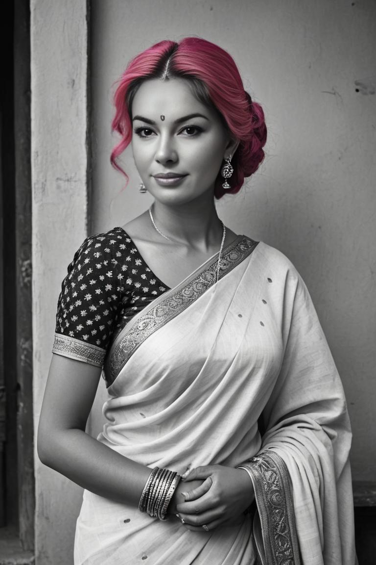 Photify AI prompt preview for B & W Saree Photoshoot pack - 240 - 2025-05-31T00:01:00.560Z