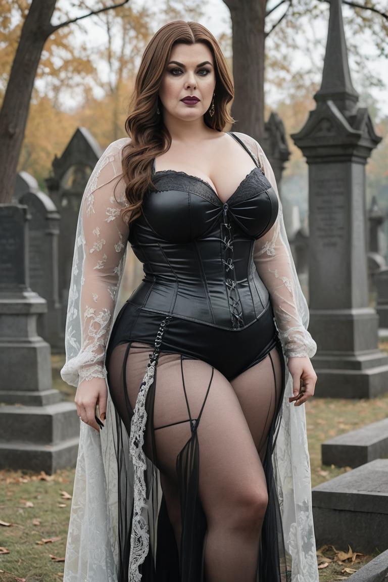 Photify AI prompt preview for Goth Curvy Pinups In Graveyard pack - 240 - 2025-05-30T23:46:28.132Z