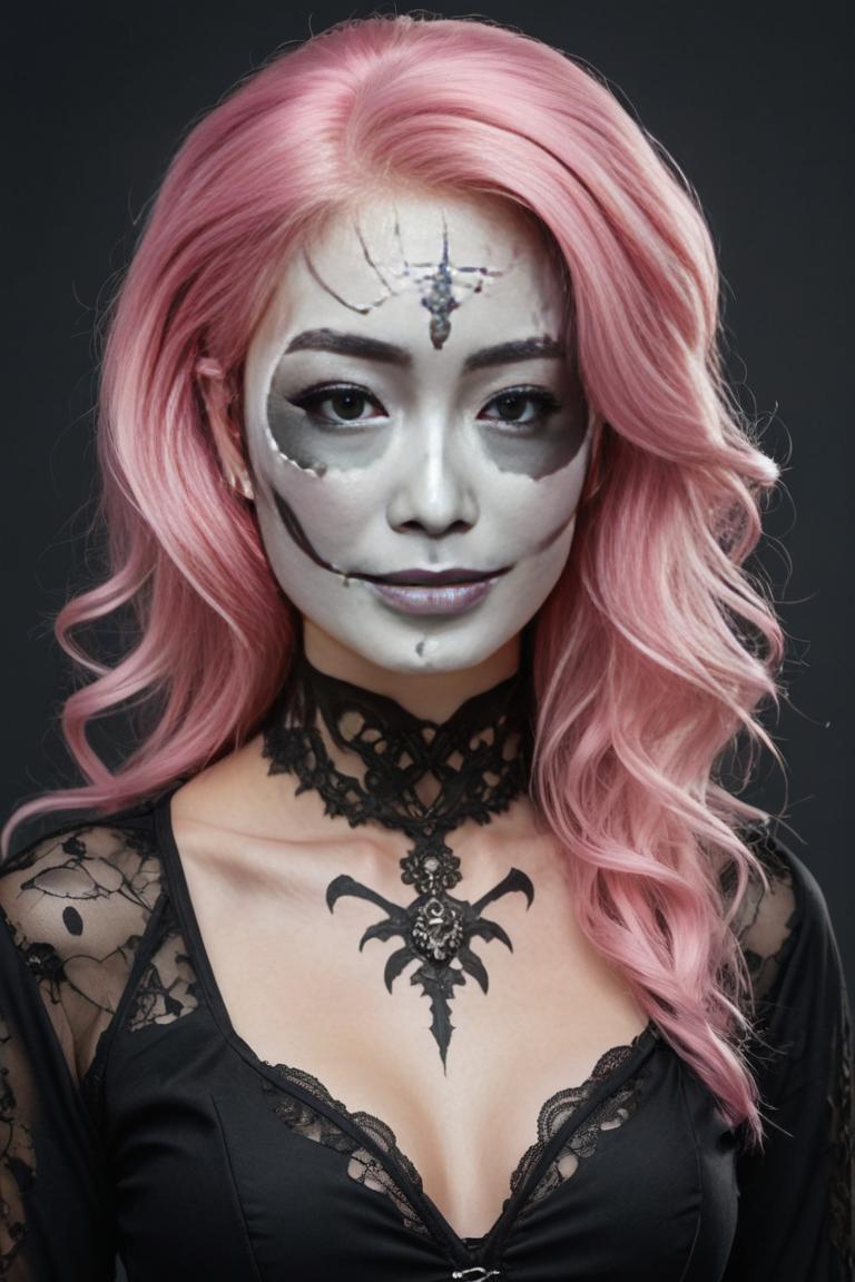 Photify AI prompt preview for Skull Gothic Makeup pack - 240 - 2025-05-31T00:21:17.019Z