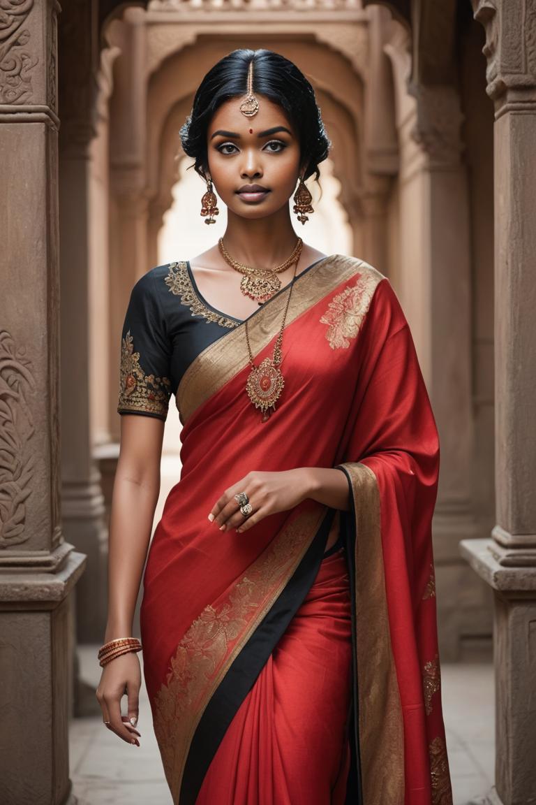 Photify AI prompt preview for Radiant Red Sari pack - 240 - 2025-06-11T02:58:06.574Z