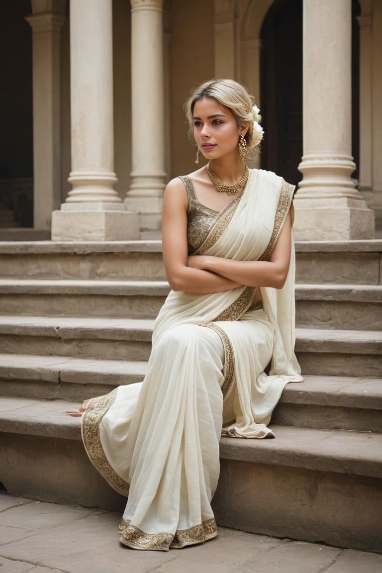 Photify AI prompt preview for White Saree Elegance pack - 240 - 2025-05-24T12:51:48.106Z