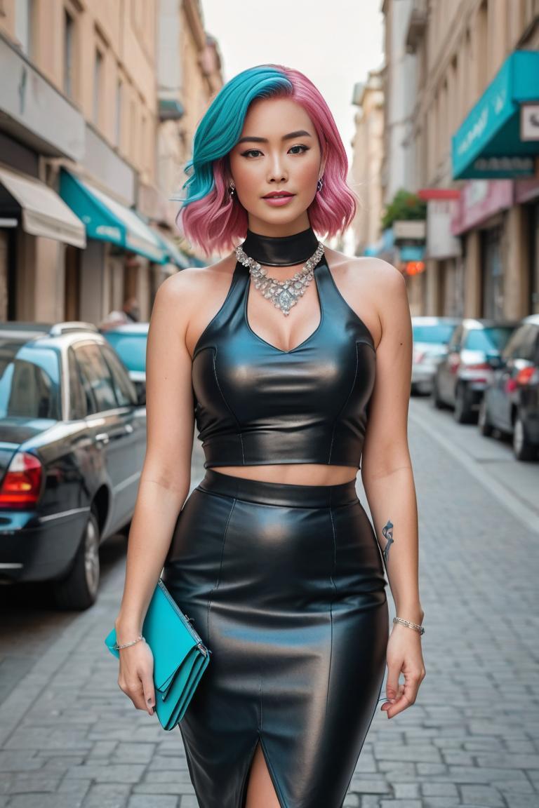 Photify AI prompt preview for Blue Latex Outfits In The City pack - 240 - 2025-04-19T12:17:03.278Z