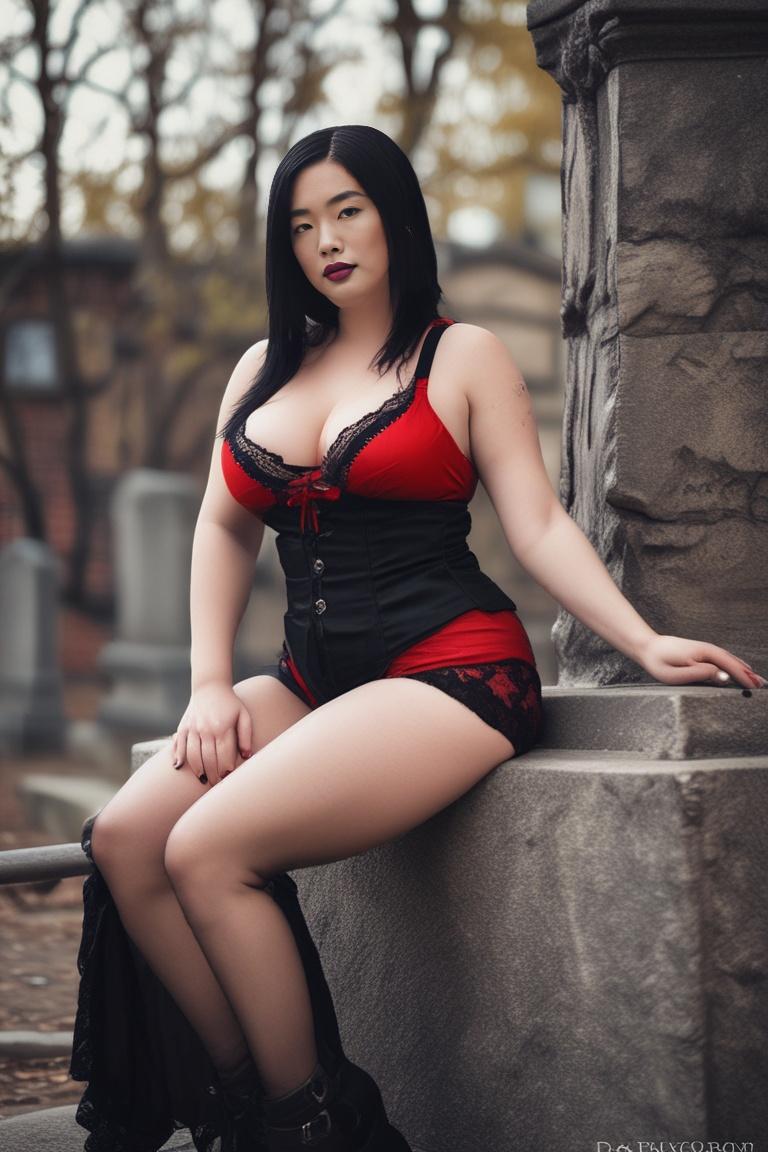 Photify AI prompt preview for Goth Curvy Pinups In Graveyard pack - 240 - 2025-10-14T12:29:26.424Z