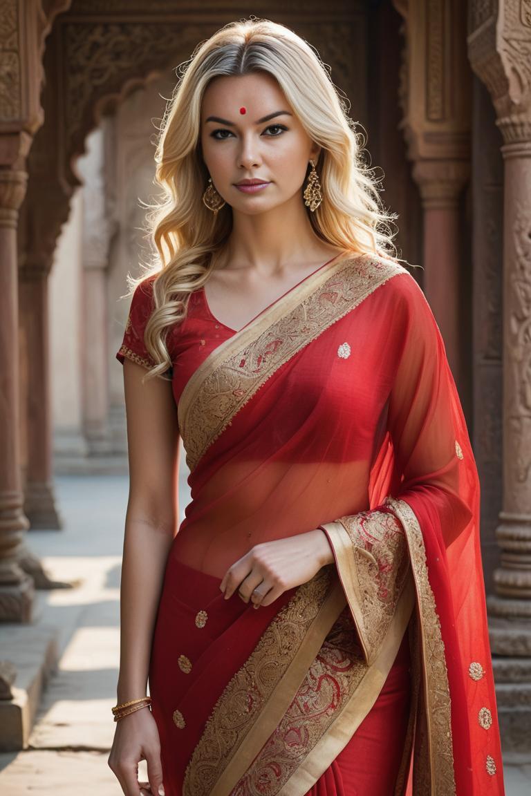 Photify AI prompt preview for Radiant Red Sari pack - 240 - 2025-06-11T02:58:06.574Z