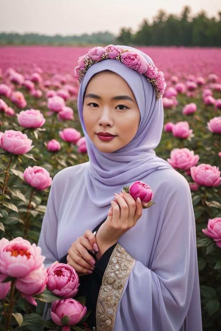 Photify AI prompt preview for Hijab And Flowers pack - 240 - 2025-05-31T00:03:02.689Z
