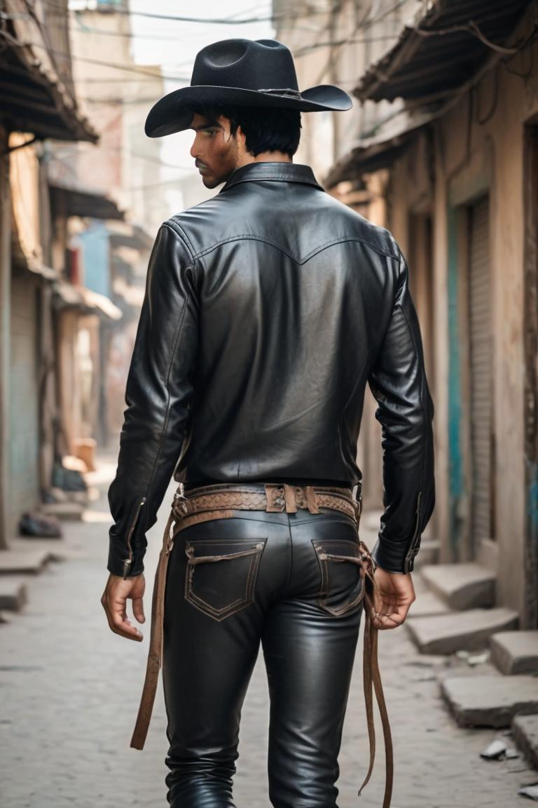 Photify AI prompt preview for Leather Cowboy Vibes pack - 240 - 2025-07-20T10:45:31.073Z