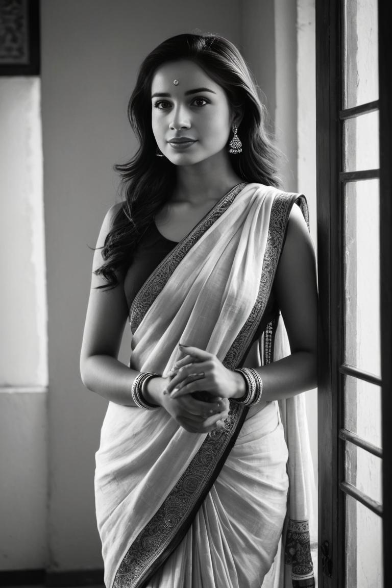 Photify AI prompt preview for B & W Saree Photoshoot pack - 240 - 2025-05-31T00:01:00.560Z