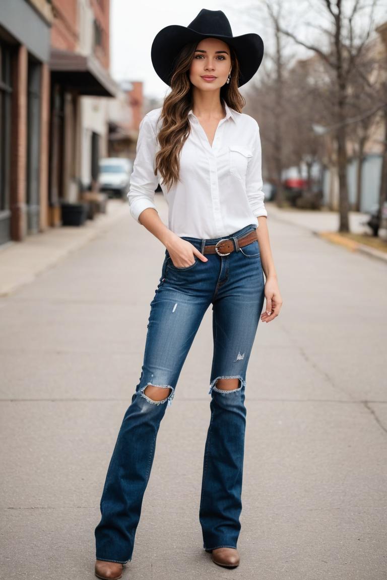 Photify AI prompt preview for Jeans Girl Sexy Casual Cowgirl pack - 240 - 2025-05-09T06:15:26.193Z
