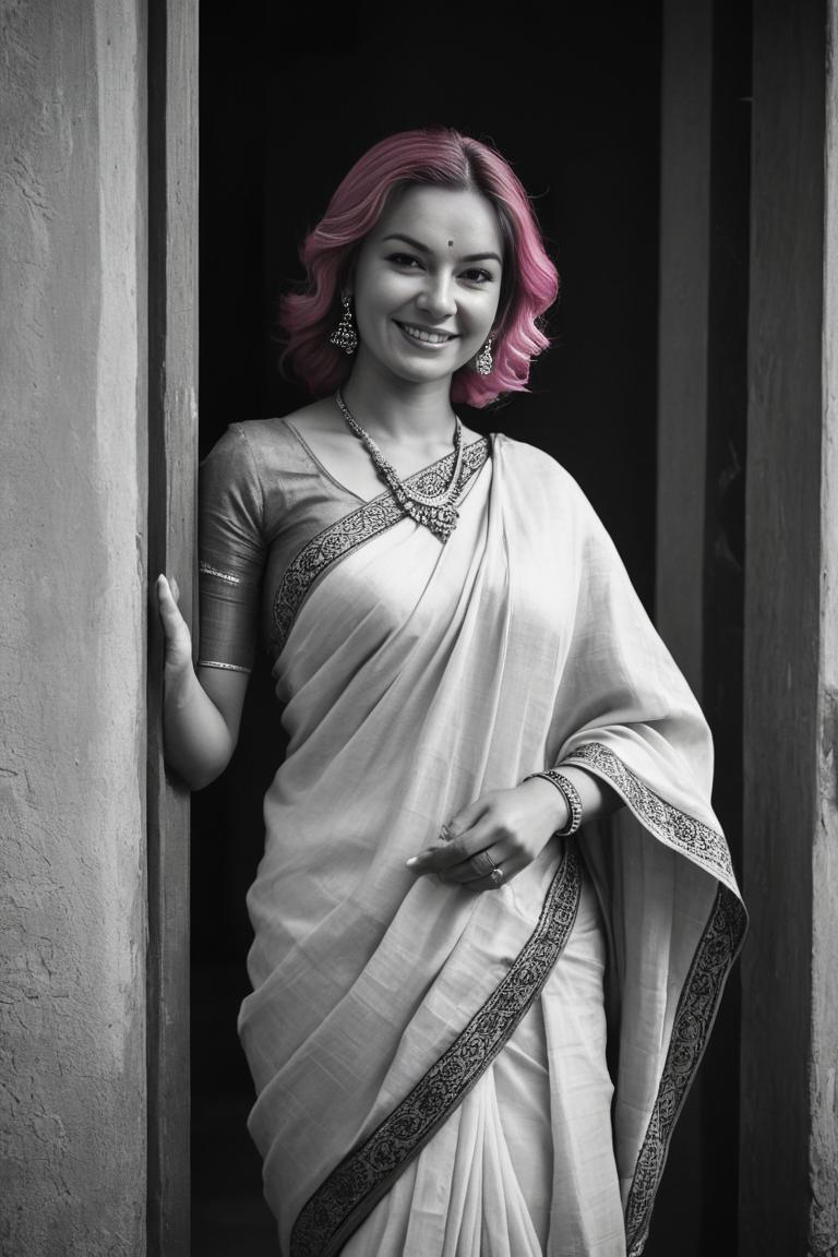 Photify AI prompt preview for B & W Saree Photoshoot pack - 240 - 2025-05-31T00:01:00.560Z