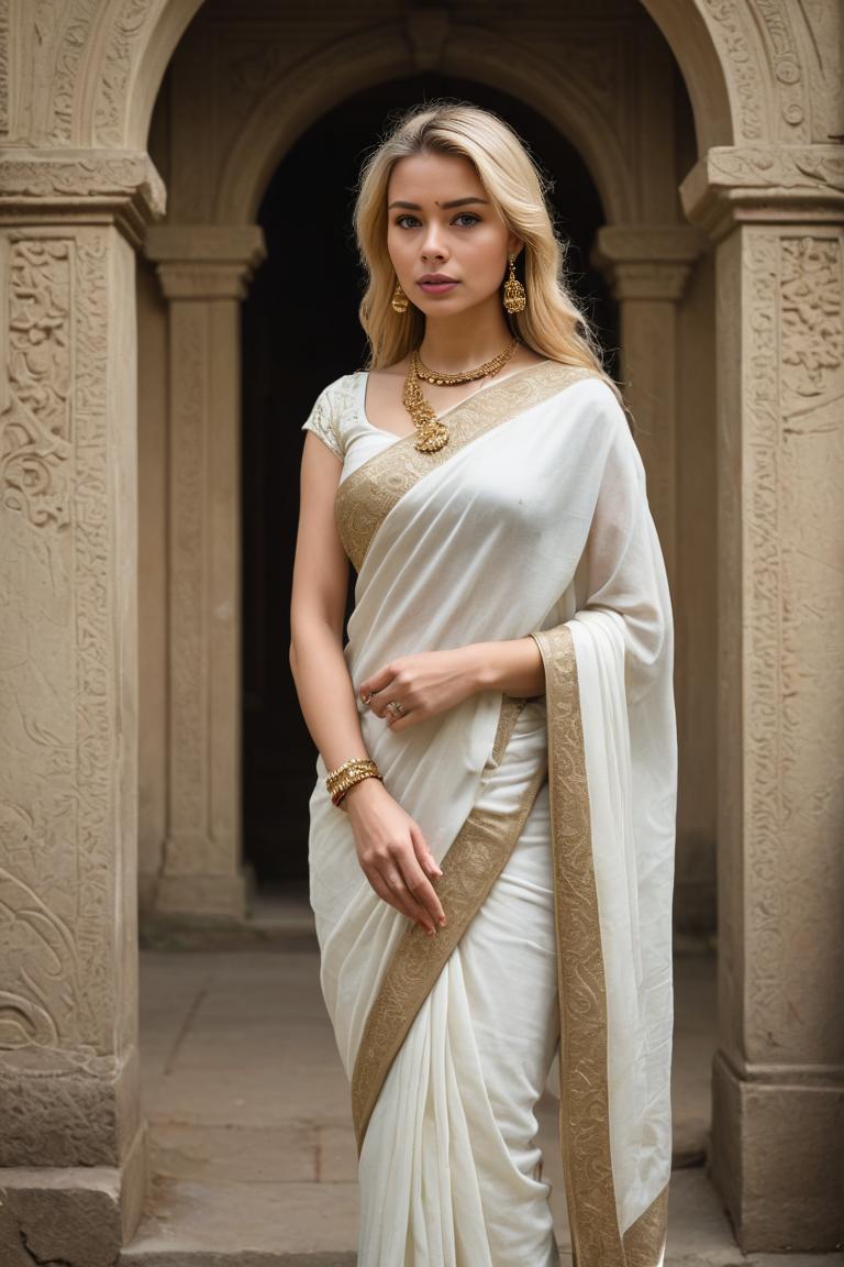 Photify AI prompt preview for White Saree Elegance pack - 240 - 2025-05-24T12:51:48.106Z