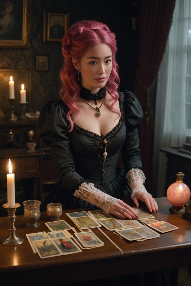 Photify AI prompt preview for Woman Tarot Read pack - 240 - 2025-05-31T00:33:40.072Z