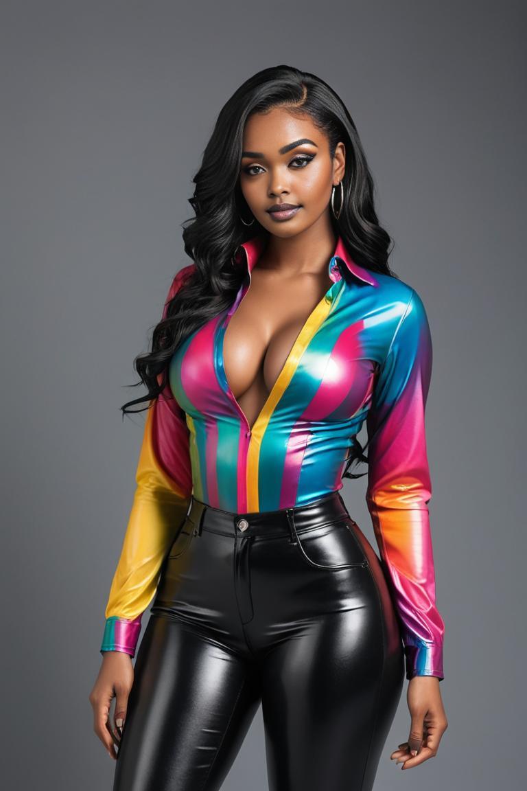 Photify AI prompt preview for Very Bright Multicoloured Outfit pack - 240 - 2025-04-19T11:21:35.526Z
