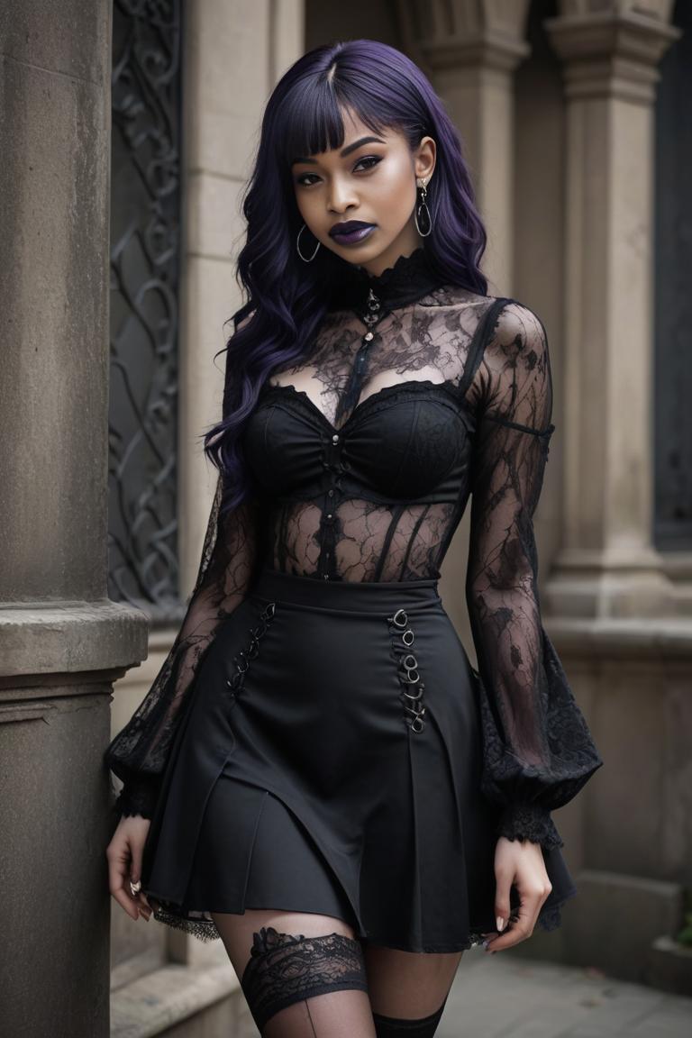 Photify AI prompt preview for Goth Girls pack - 240 - 2025-05-31T00:27:29.628Z