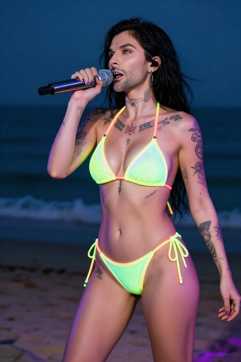Photify AI prompt preview for Neon Beach Singer pack - 240 - 2026-09-22T08:35:52.020Z