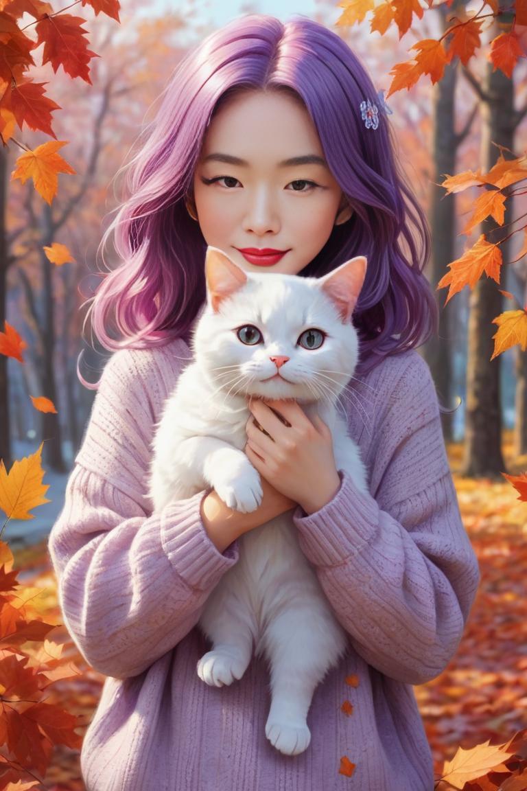 Photify AI prompt preview for Cute Girl With Cat pack - 240 - 2025-05-31T00:26:26.221Z
