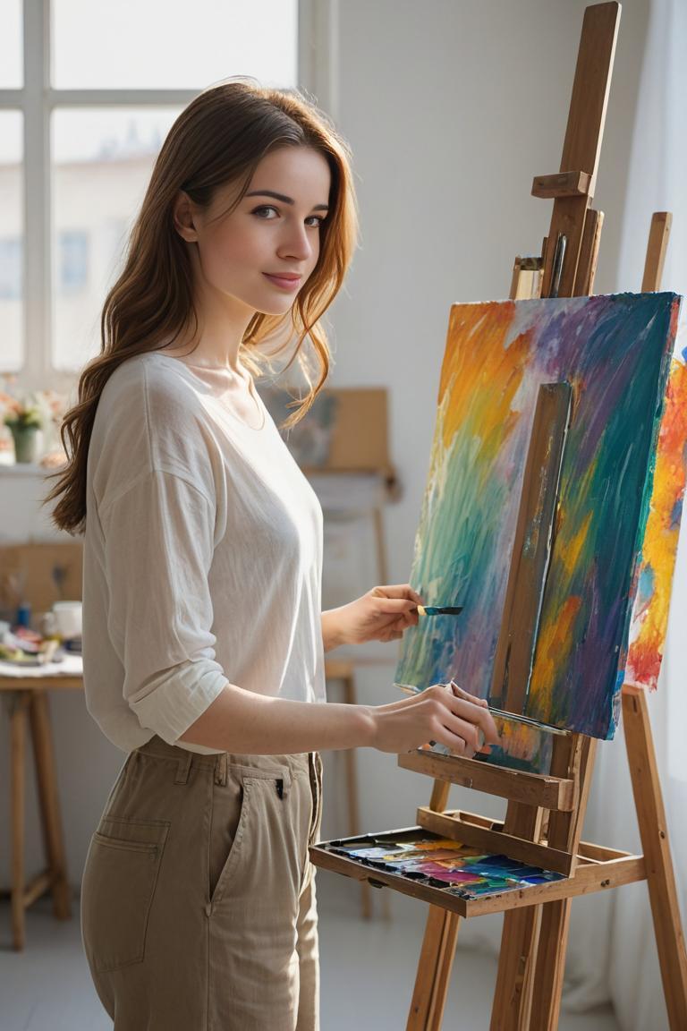 Photify AI prompt preview for Woman Artist pack - 240 - 2025-05-31T00:39:37.011Z