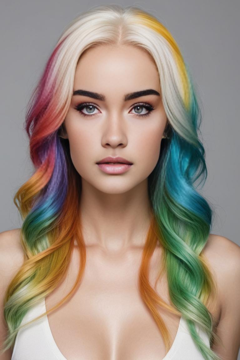 Photify AI prompt preview for Rainbow Haired Beauty pack - 240 - 2025-05-31T00:19:18.181Z