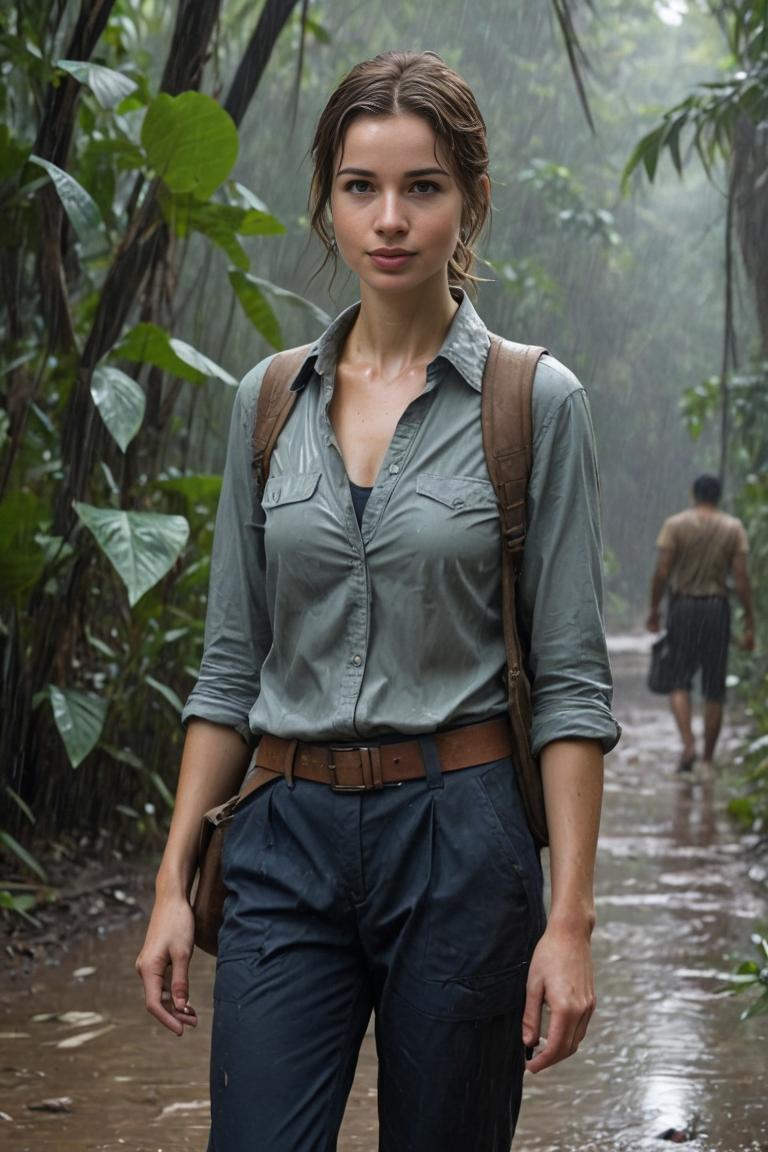 Photify AI prompt preview for War Reporter Girl In Heavy Rain pack - 240 - 2025-07-20T10:53:52.369Z