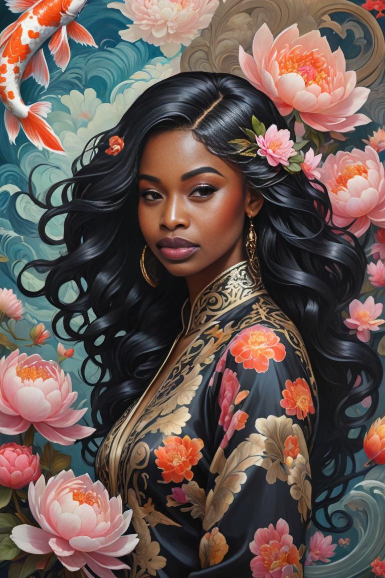 Photify AI prompt preview for Peony Koi Elegance pack - 240 - 2025-04-24T00:27:23.902Z