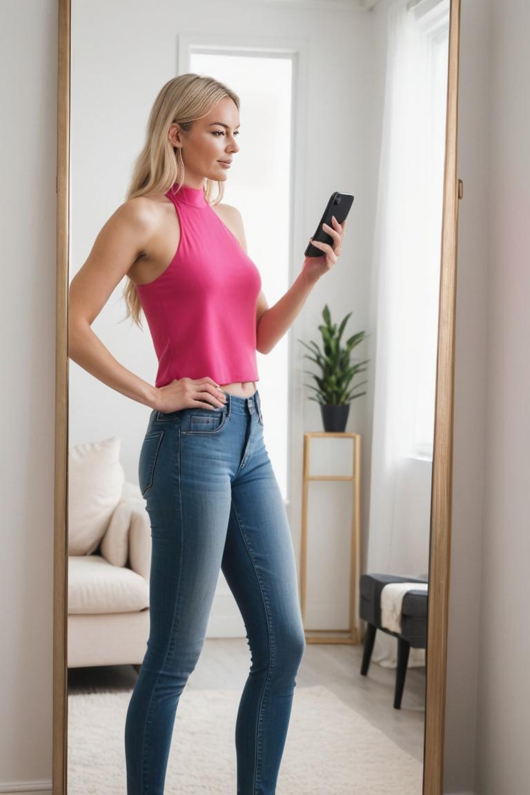 Photify AI prompt preview for Mirror Selfie Magic Besties pack - 240 - 2025-05-20T07:24:25.305Z