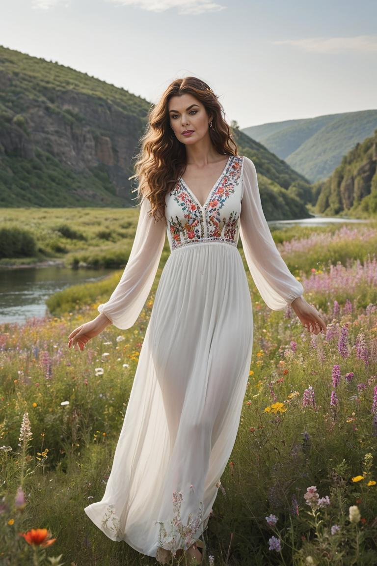 Photify AI prompt preview for River Muse In White Dress pack - 240 - 2025-04-20T17:06:21.284Z