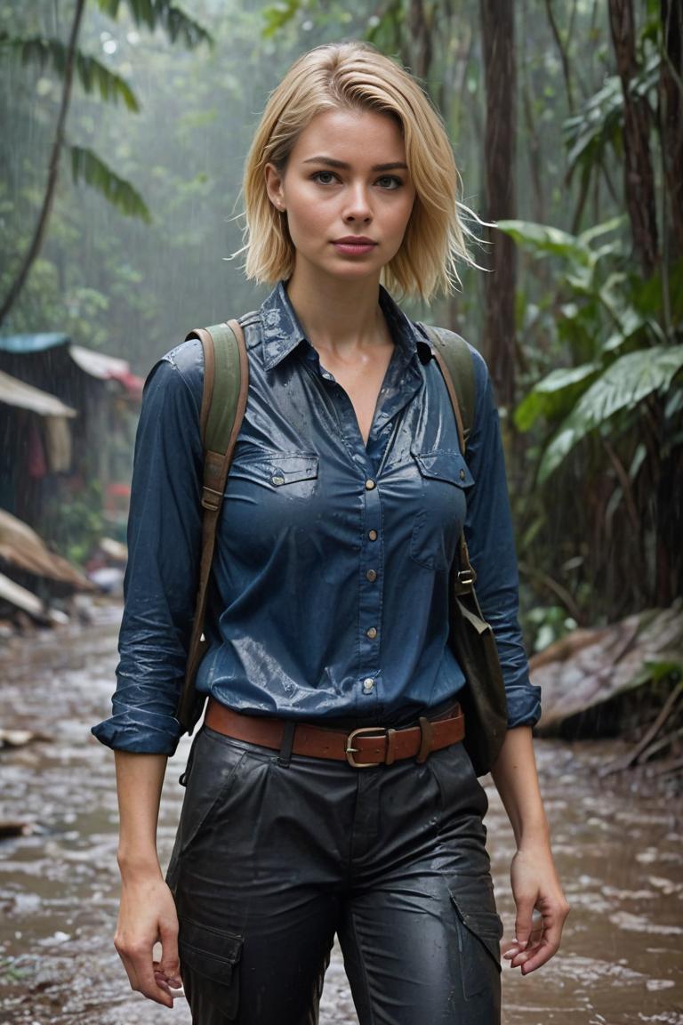 Photify AI prompt preview for War Reporter Girl In Heavy Rain pack - 240 - 2025-07-20T10:53:52.369Z