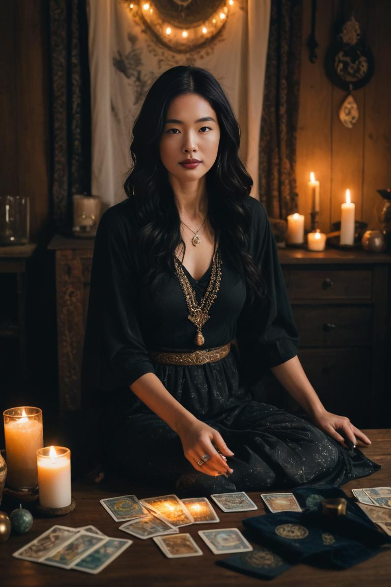 Photify AI prompt preview for Woman Tarot Read pack - 240 - 2025-05-31T00:33:40.072Z