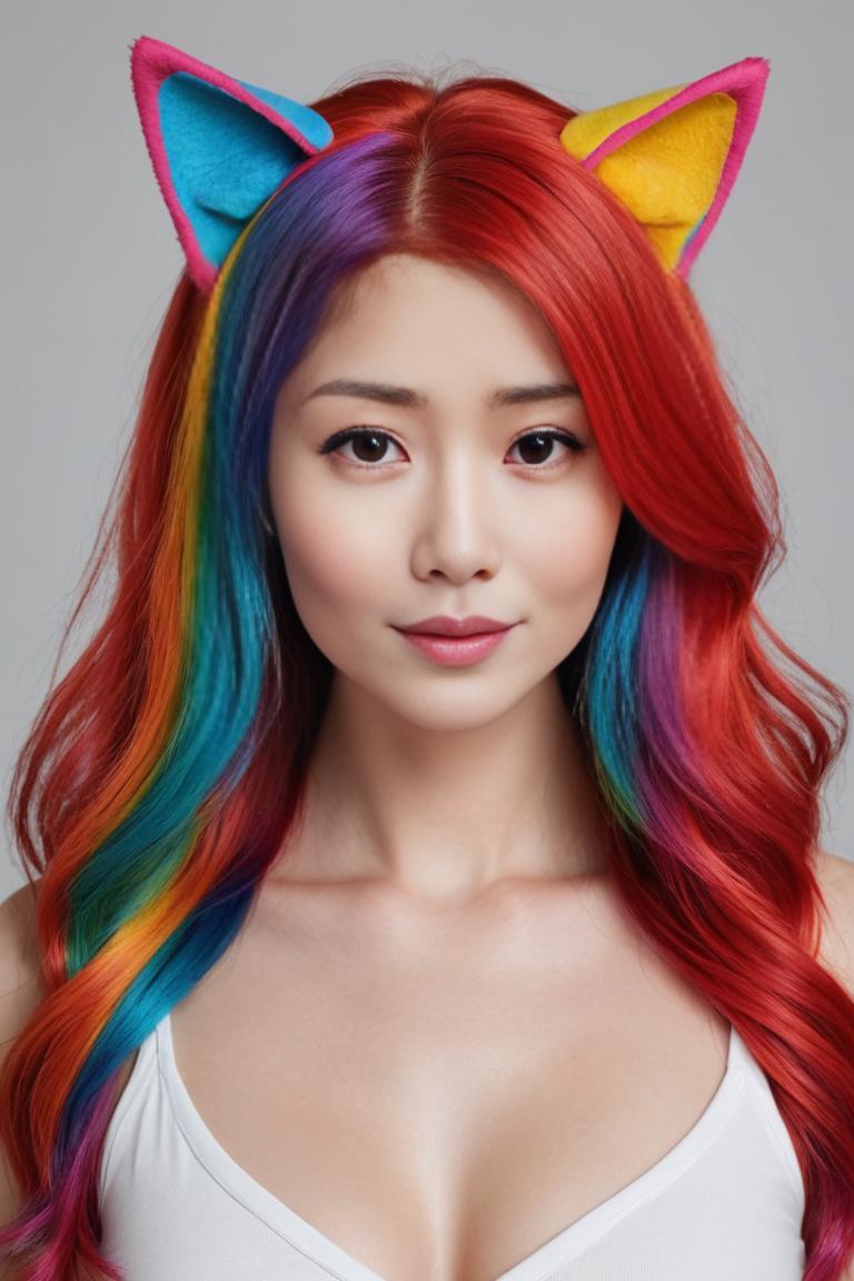 Photify AI prompt preview for Rainbow Haired Beauty pack - 240 - 2025-05-31T00:19:18.181Z