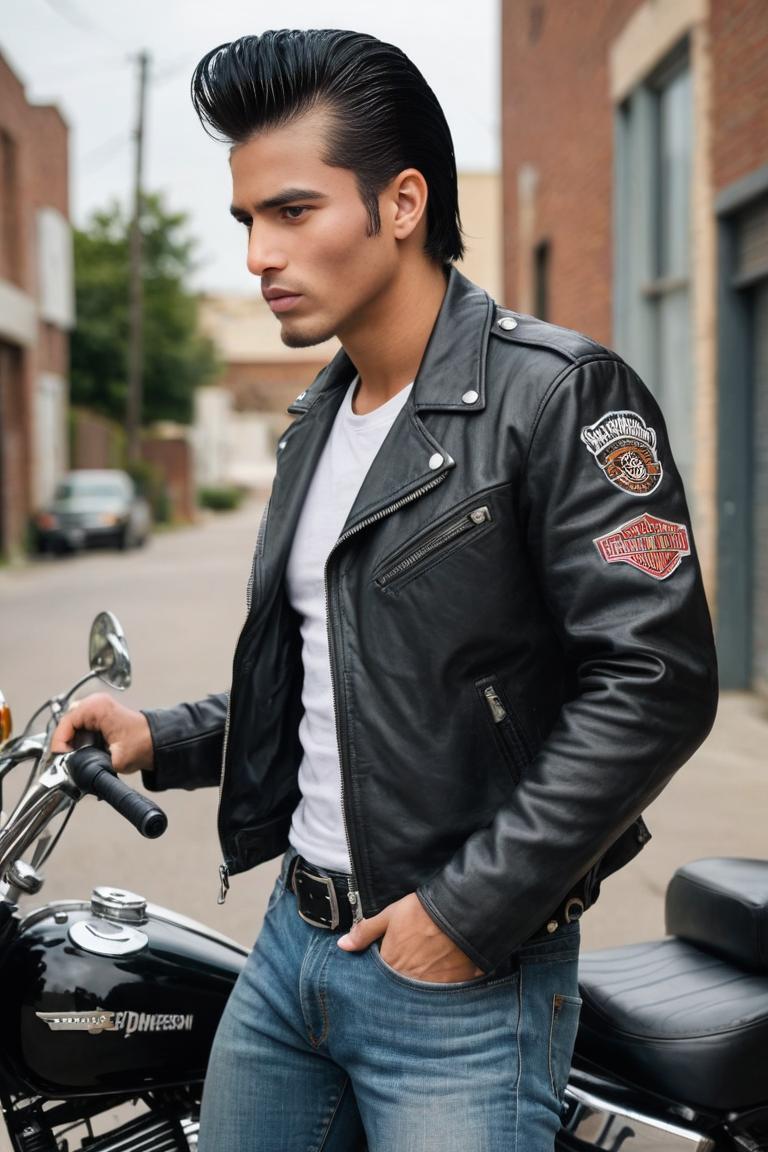 Photify AI prompt preview for Greasers On Harleys pack - 240 - 2025-05-30T23:47:38.304Z