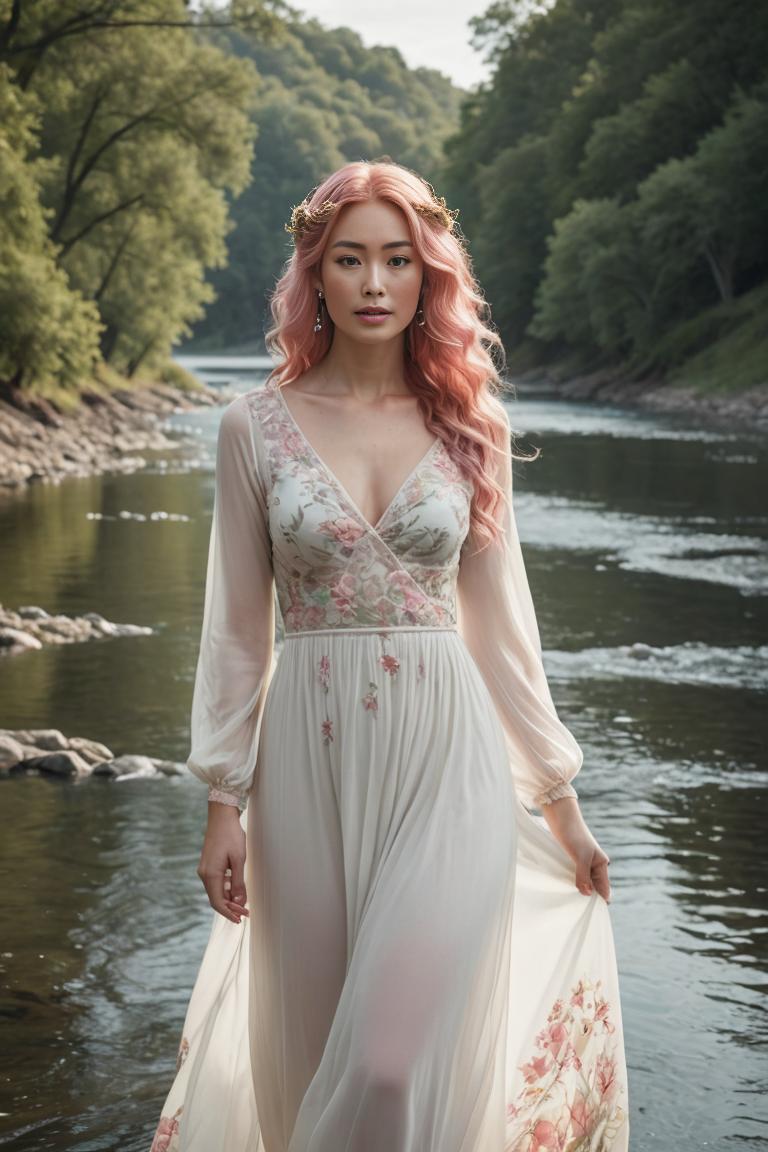 Photify AI prompt preview for River Muse In White Dress pack - 240 - 2025-04-20T17:06:21.284Z