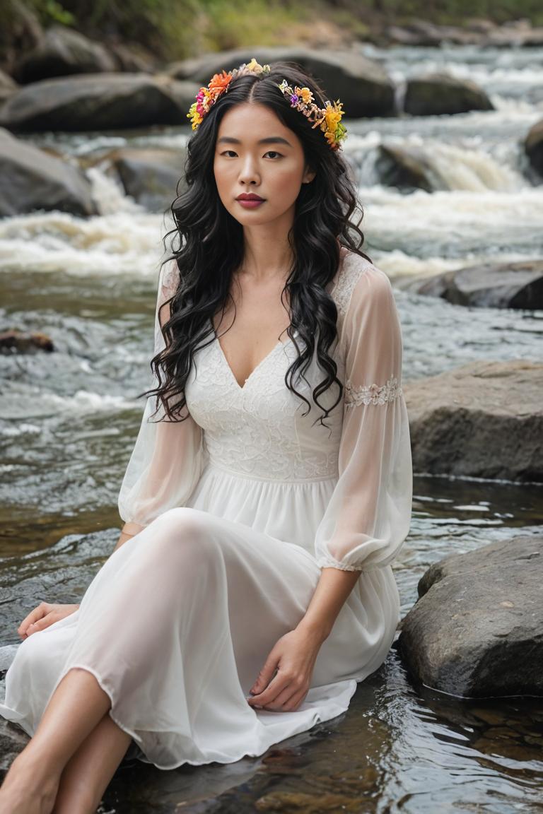 Photify AI prompt preview for River Muse In White Dress pack - 240 - 2025-04-20T17:06:21.284Z