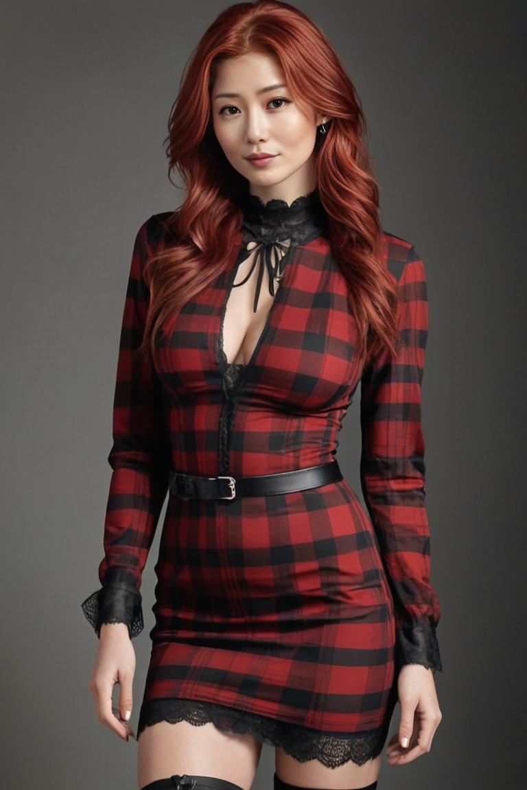 Photify AI prompt preview for Red Plaid Dress pack - 240 - 2025-05-31T00:33:38.103Z