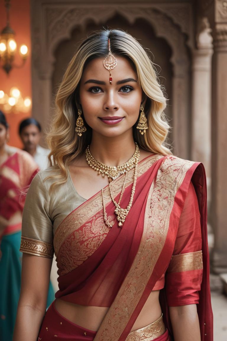 Photify AI prompt preview for Radiant Red Sari pack - 240 - 2025-06-11T02:58:06.574Z