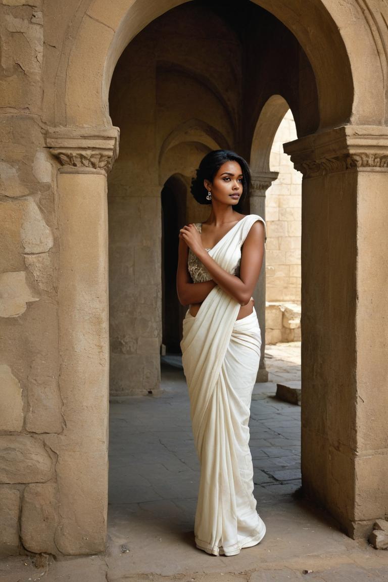 Photify AI prompt preview for White Saree Elegance pack - 240 - 2025-05-24T12:51:48.106Z