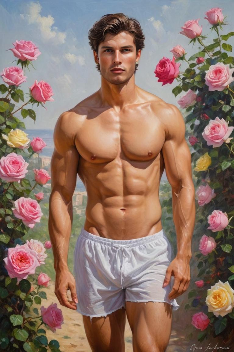 Photify AI prompt preview for Man Before Flowers pack - 240 - 2025-05-30T23:37:44.439Z