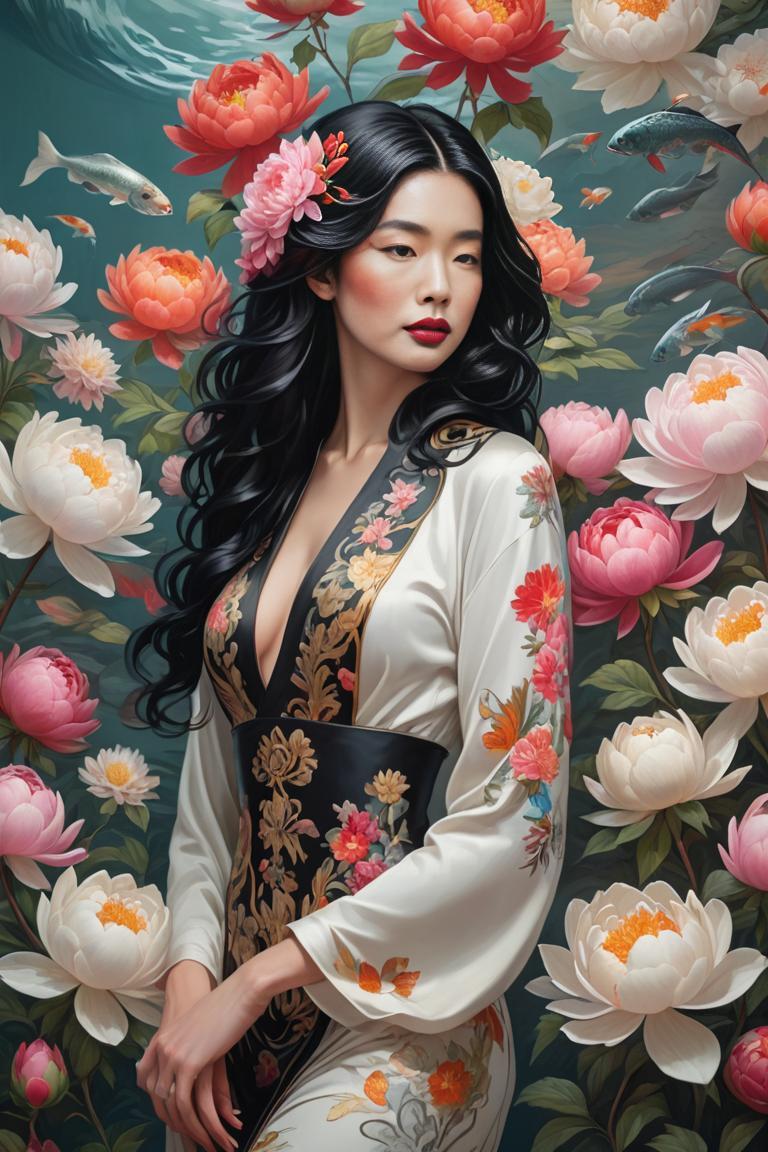 Photify AI prompt preview for Peony Koi Elegance pack - 240 - 2025-04-24T00:27:23.902Z