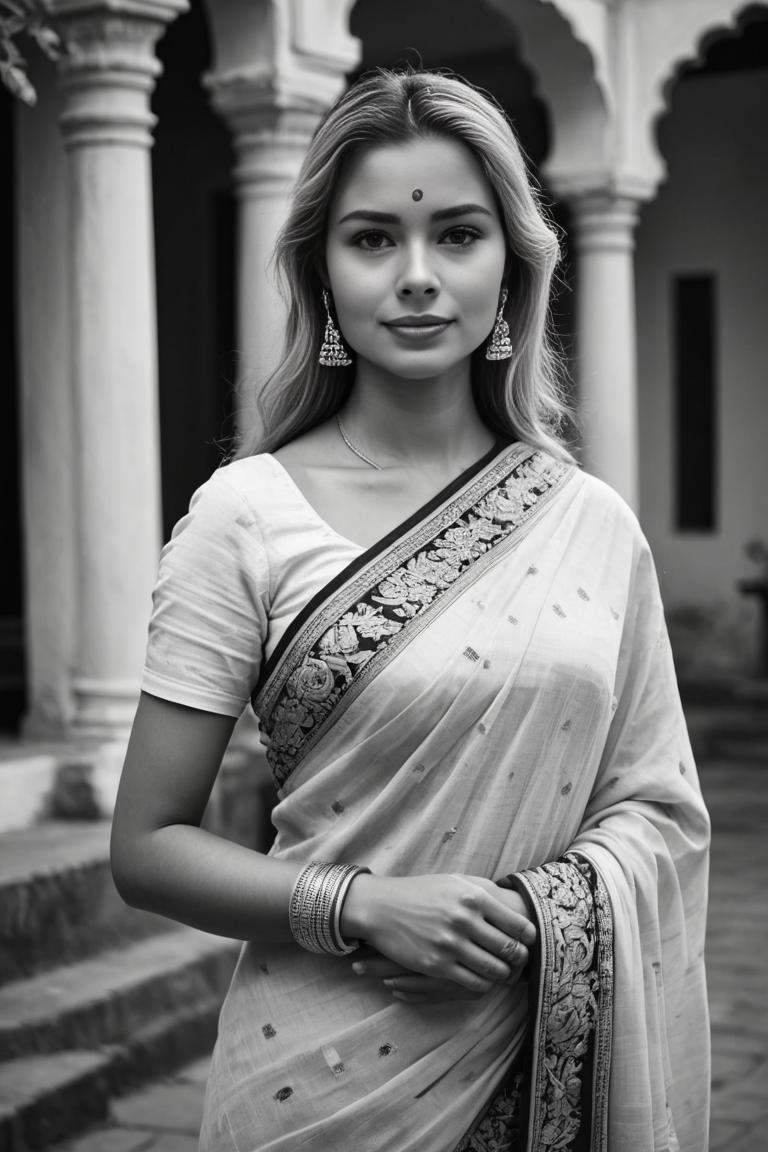 Photify AI prompt preview for B & W Saree Photoshoot pack - 240 - 2025-05-31T00:01:00.560Z