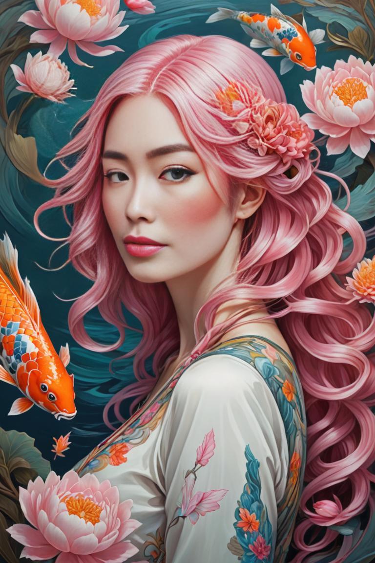 Photify AI prompt preview for Peony Koi Elegance pack - 240 - 2025-04-24T00:27:23.902Z