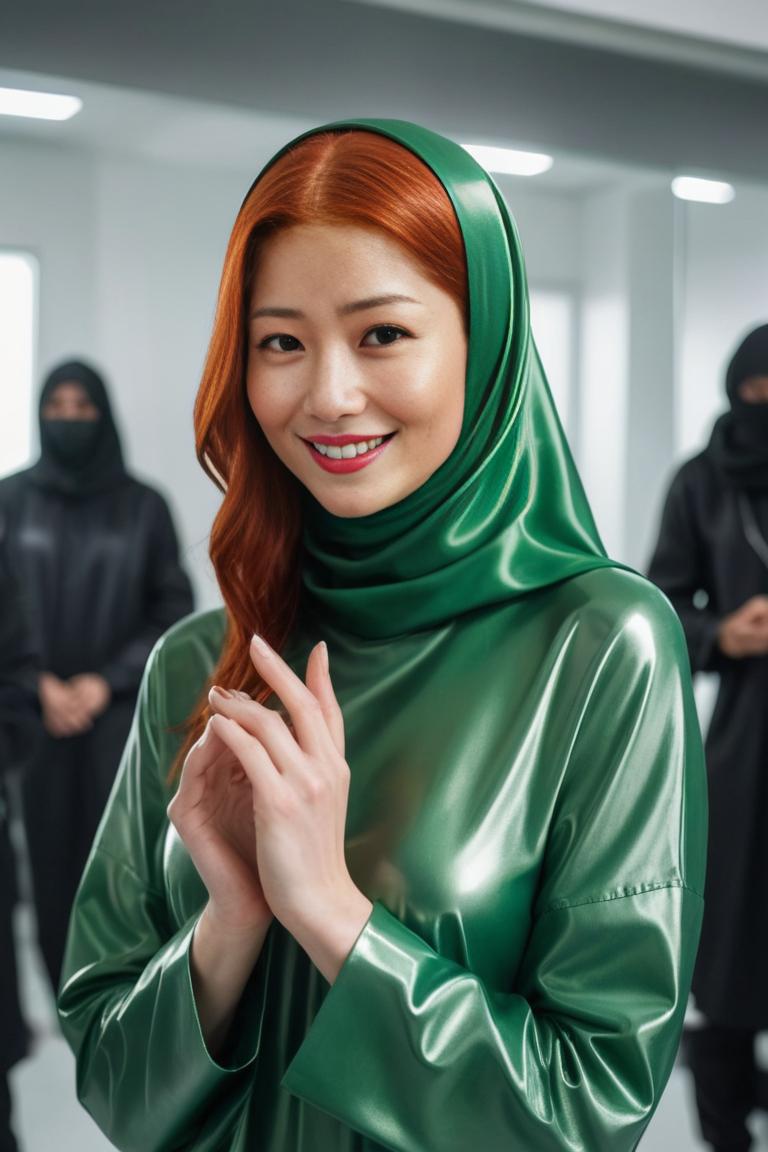 Photify AI prompt preview for Latex Hijab Fashion pack - 240 - 2025-05-09T17:40:01.643Z
