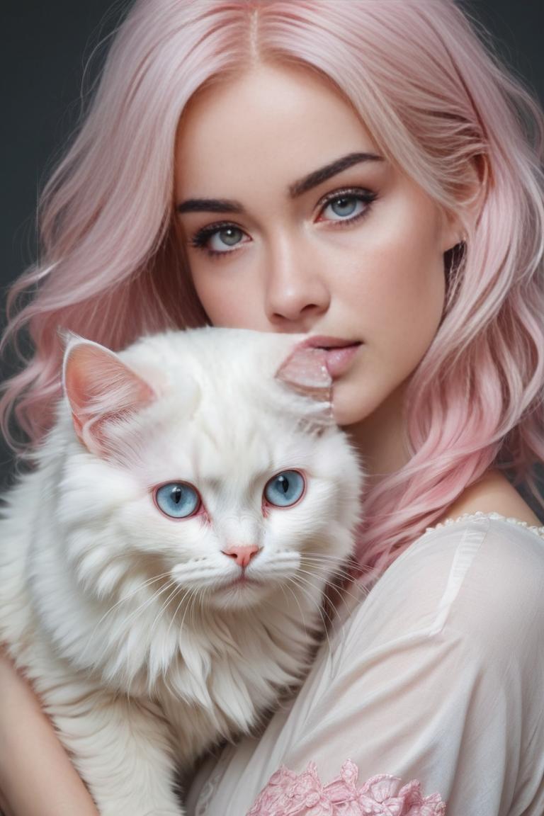 Photify AI prompt preview for Cute Girl With Cat pack - 240 - 2025-05-31T00:26:26.221Z