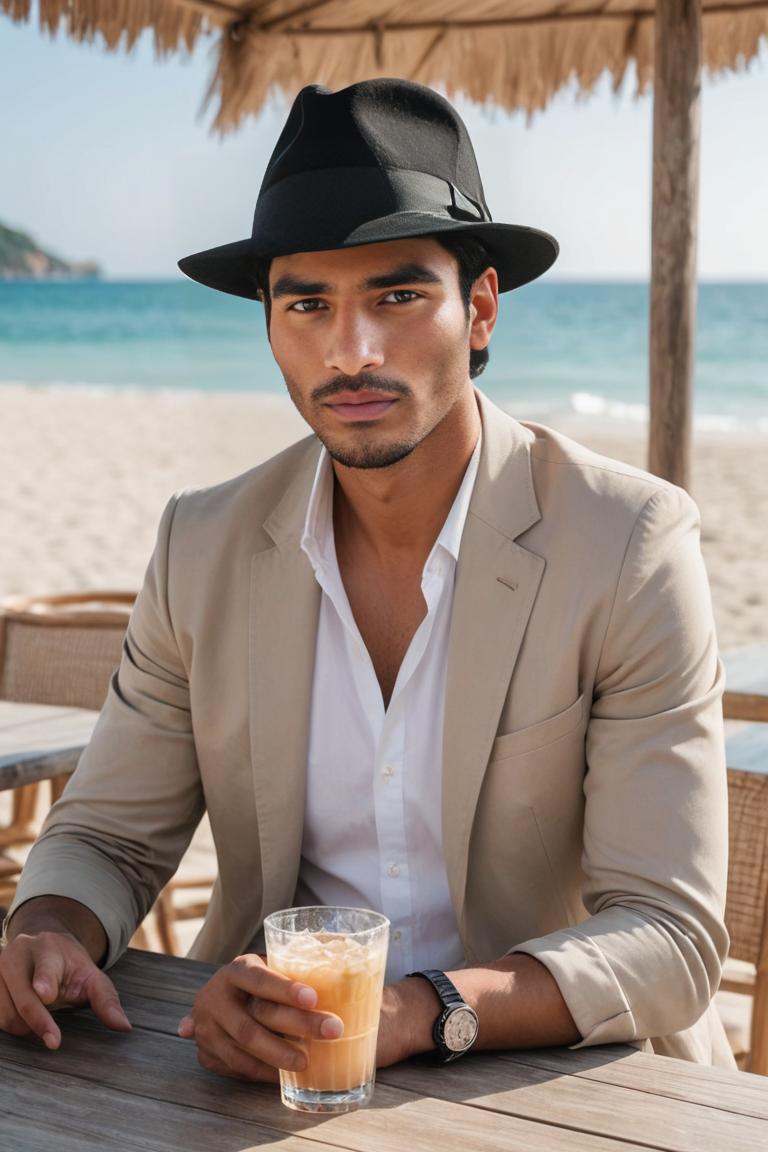 Photify AI prompt preview for Beach Hat Styles pack - 240 - 2025-07-01T00:08:08.187Z