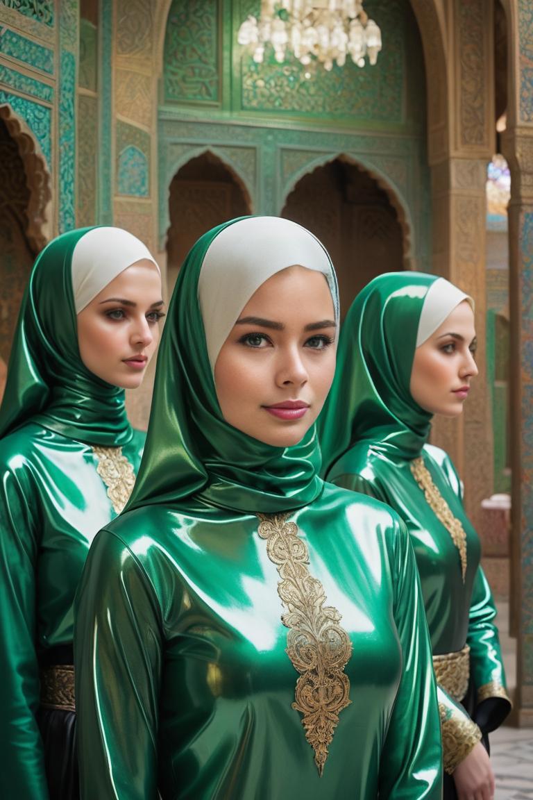 Photify AI prompt preview for Latex Hijab Fashion pack - 240 - 2025-05-09T17:40:01.643Z
