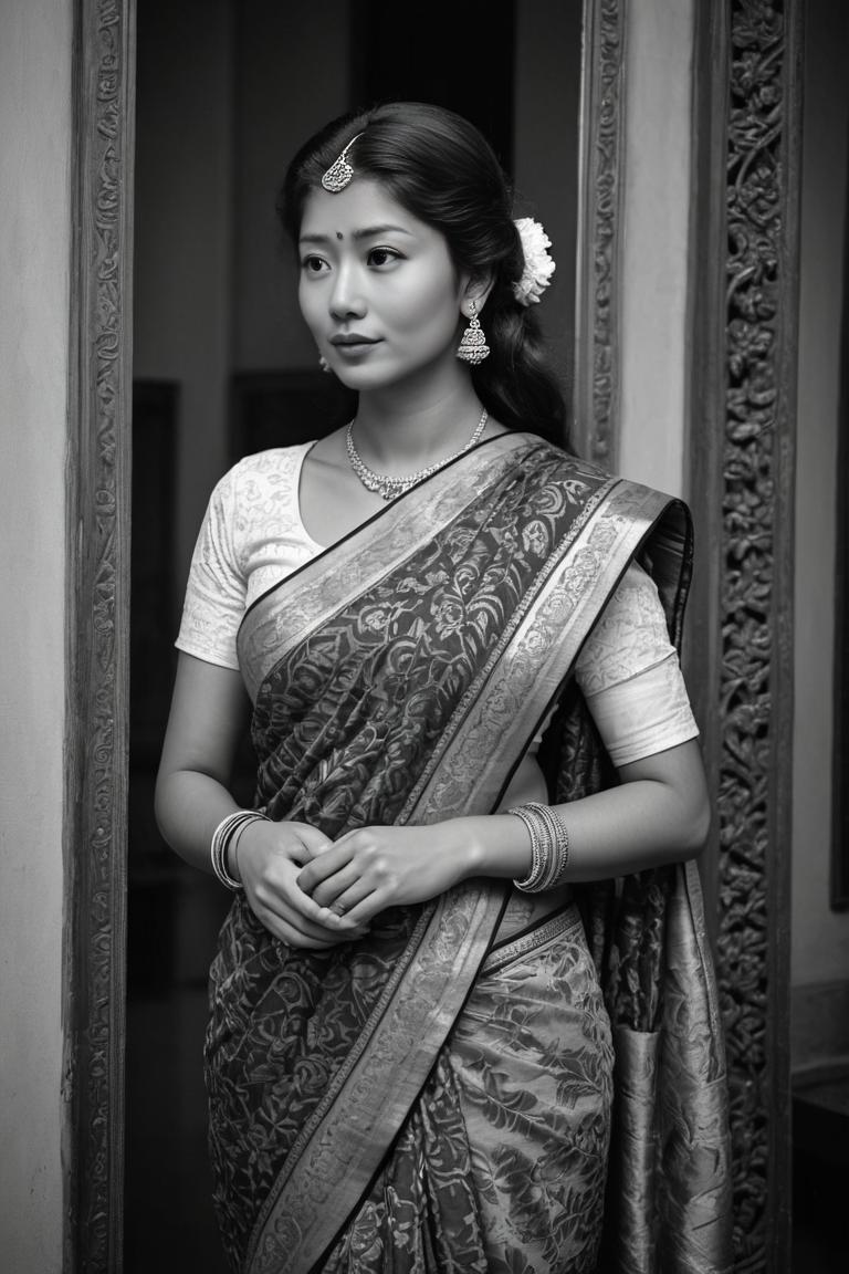 Photify AI prompt preview for B & W Saree Photoshoot pack - 240 - 2025-05-31T00:01:00.560Z