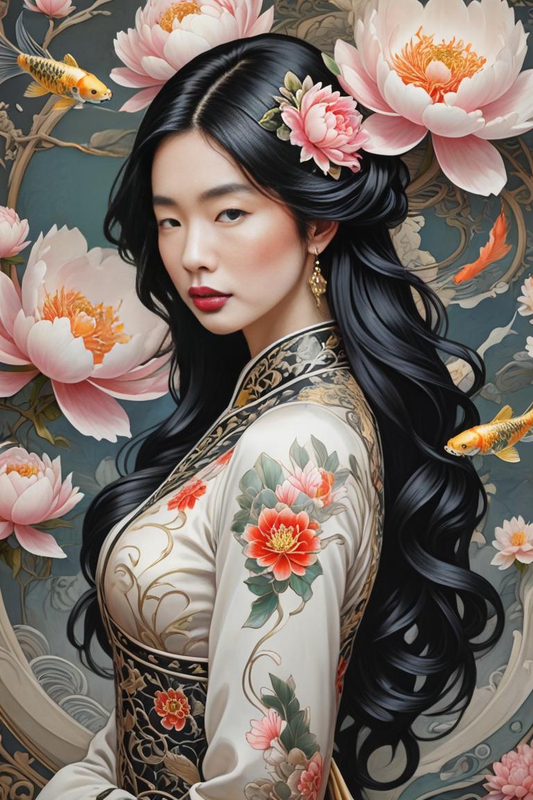 Photify AI prompt preview for Peony Koi Elegance pack - 240 - 2025-04-24T00:27:23.902Z