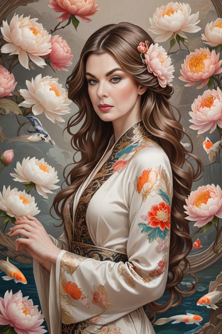 Photify AI prompt preview for Peony Koi Elegance pack - 240 - 2025-04-24T00:27:23.902Z