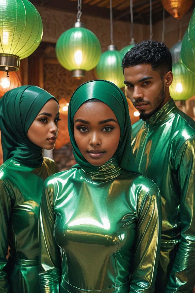 Photify AI prompt preview for Latex Hijab Fashion pack - 240 - 2025-05-09T17:40:01.643Z